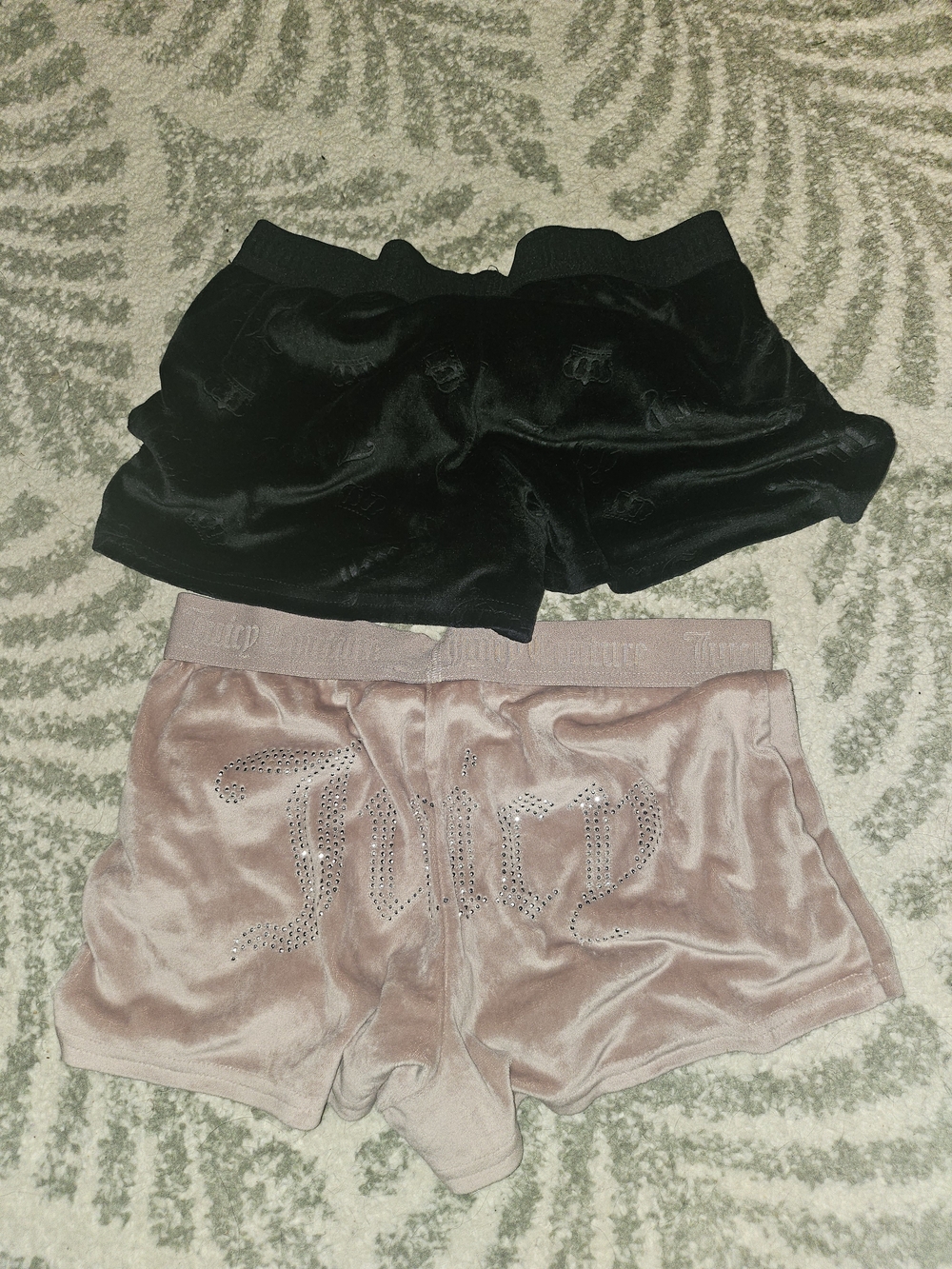 Juicy Couture Black & Blush Pink Velour Logo Boxer Shorts Set